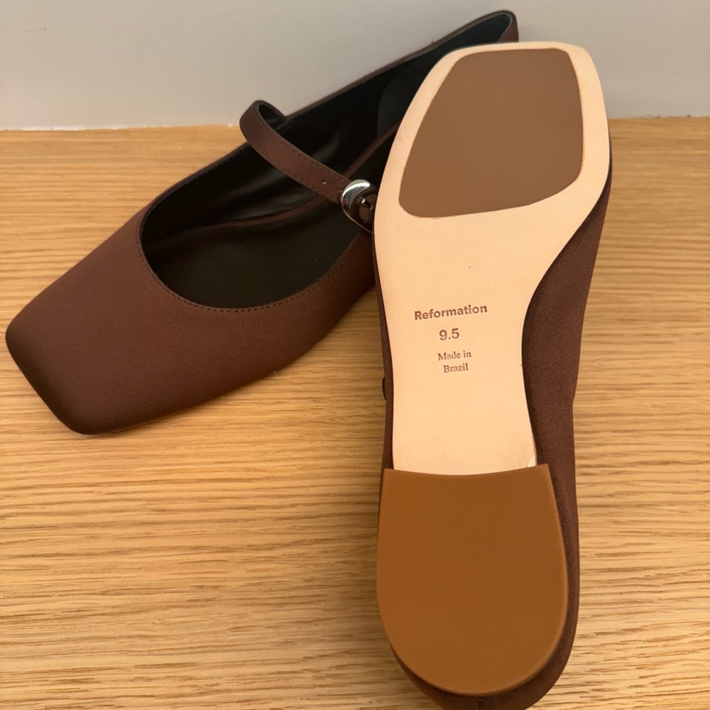 brand new (no box). melissa mary jane satin flat. brown. size 9.5.